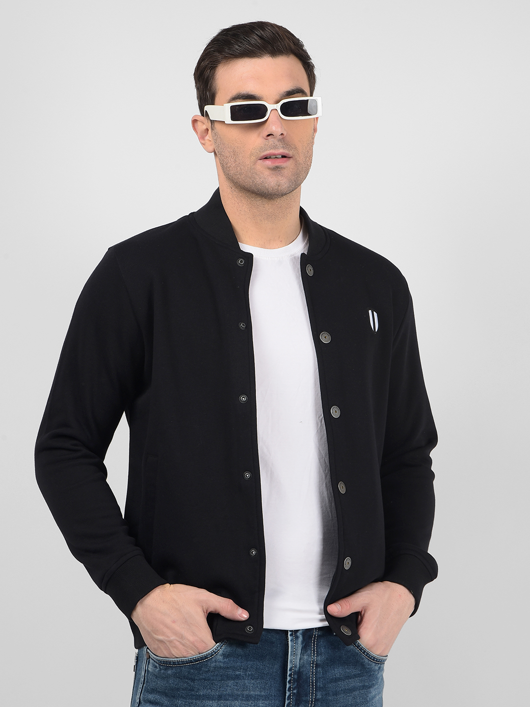 Numero Uno Men Black Mock Neck Regular Fit Sweatshirt